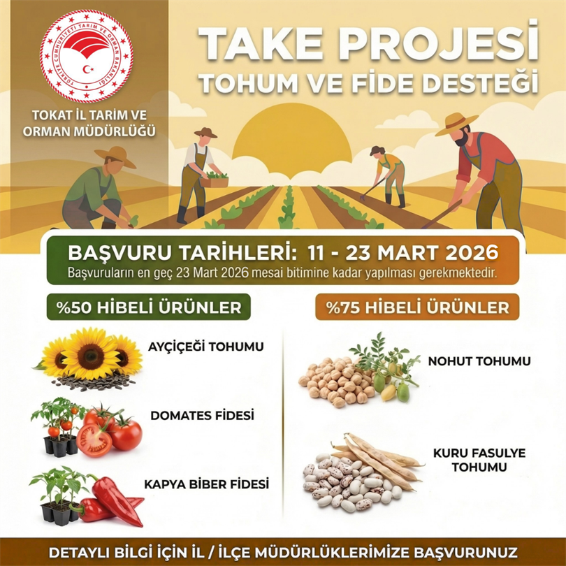 TAKE PROJESİ KAPSAMINDA HİBELİ FİDE VE TOHUM DESTEĞİ