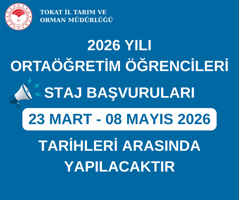 2026 YILI ORTAÖĞRETİM ÖĞRENCİLERİ STAJ BAŞVURULARI